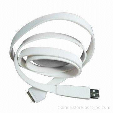Colorful Flat USB Cable for iPhone/iPad/iPod 30P, with Data Transfer and Charge Functions